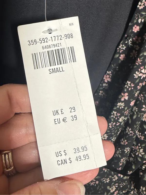 Hollister Black Floral Slip Dress with Pink and Cream Blossoms Small NWT - Image 6