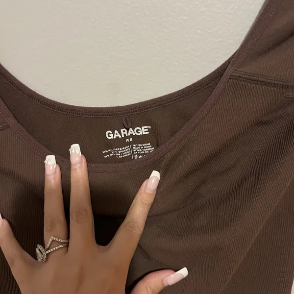 Garage Portia Square Neckline Tee Brown Womens Size XS - Image 3