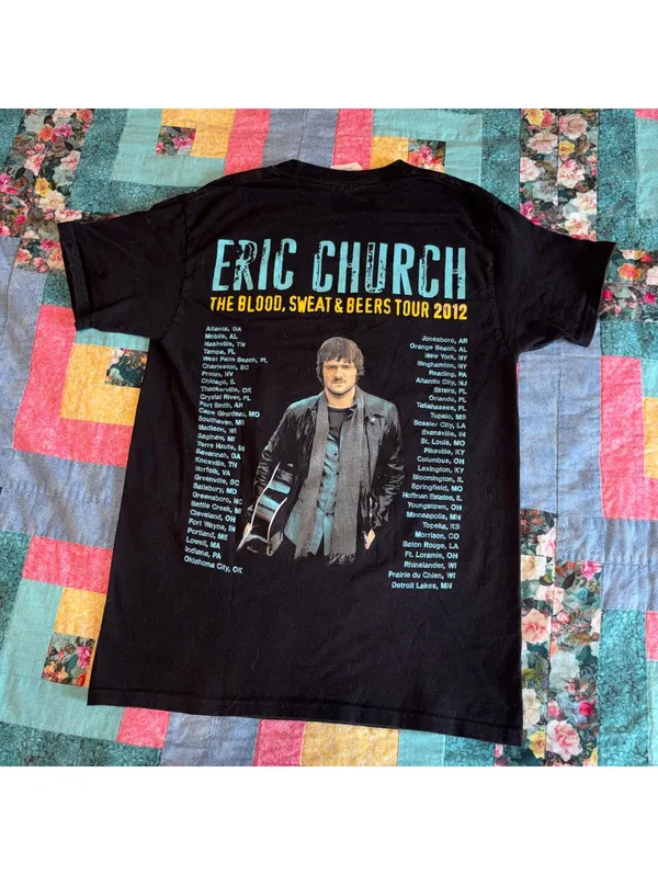 Eric Church The Blood, Sweat & Beers Tour 2012 Woman’s S Black T-Shirt Adult S/P - Image 2