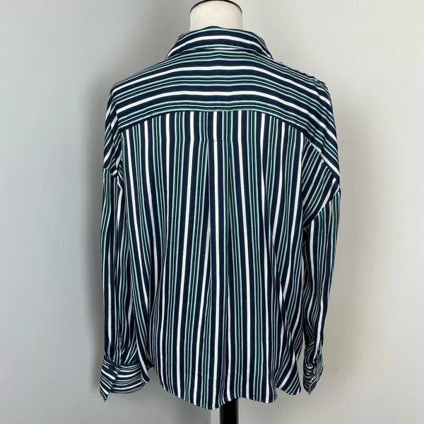 Free People Mad About You Striped Satin Button Down Shirt Small - Image 7