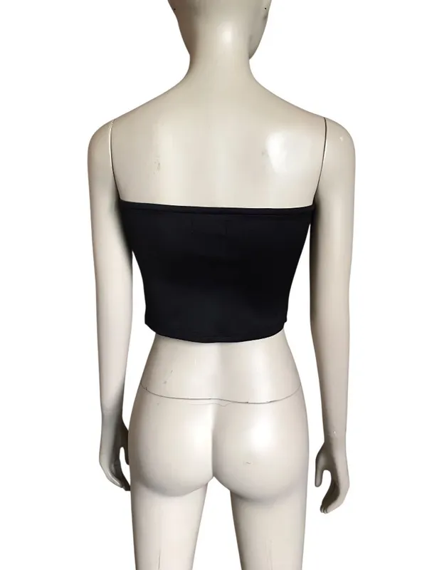 Edikted Black Bow Strapless Crop Top - Image 4