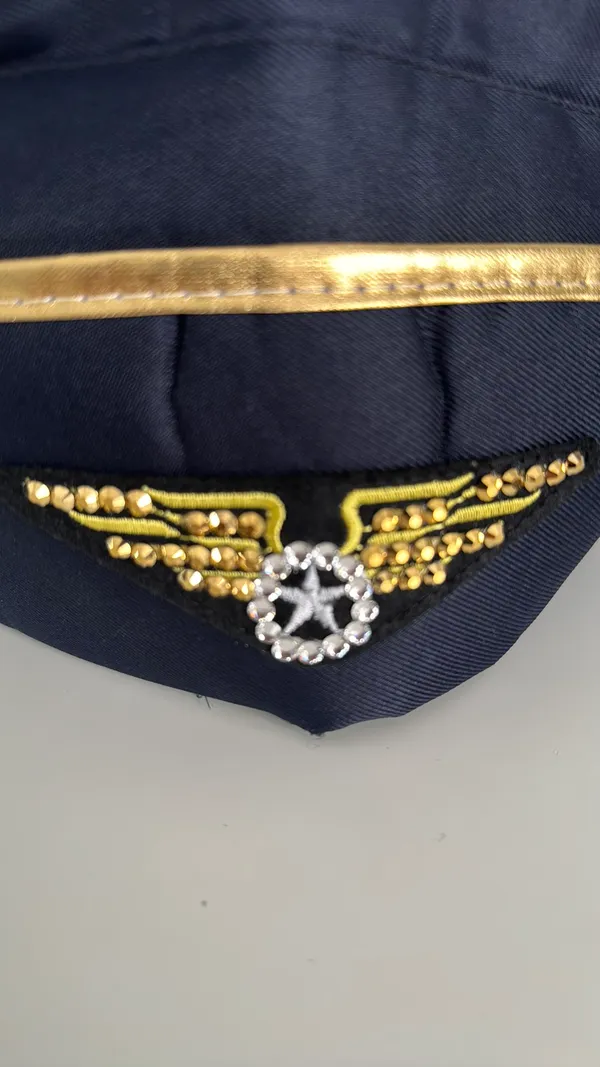 Costume airline flight attendant/stewardess hat. With added rhinestones. One size - Image 4