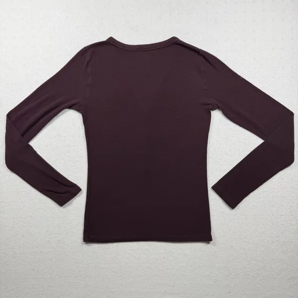 Wilfred Free Aritzia Ribbed Henley Long Sleeve Top Purple Maroon Size Small - Image 2