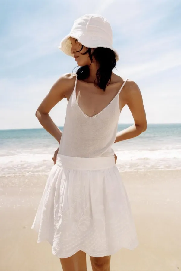 ZARA NWT white EMBROIDERED MINI SKIRT ZW COLLECTION. Size large - Image 6