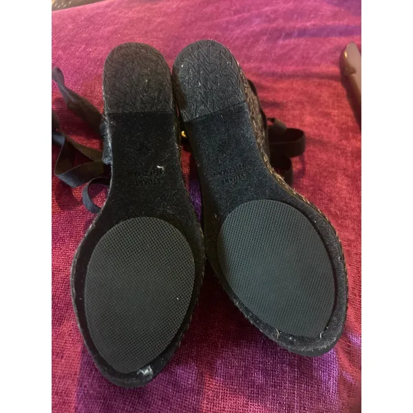 STUART WEITZMAN Marguerita Black Ankle Wrap Wedge Sandal Espadrille Shoes 5.5 36 - Image 5