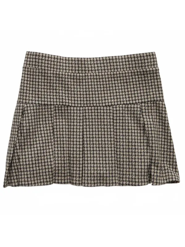 AE It Knit Low-Rise Pleated Plaid Skort American Eagle NWT Grey Large - Image 2