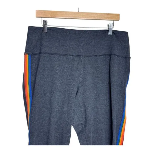 Aerie Pull On Pant legging‎ Size Medium Gray Rainbow Striped XXL - Image 3