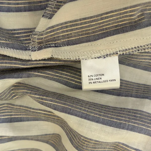 Anthropologie SEEN WORN KEPT Jenna Lurex Stripe Dress Blue White‎ Midi Size 12 - Image 12