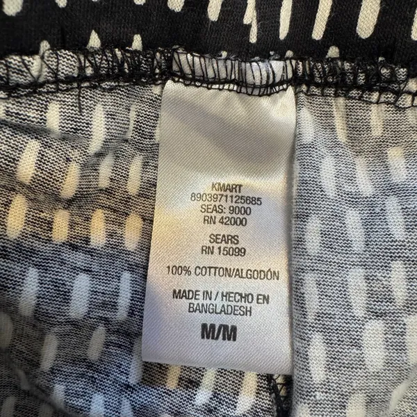 Kmart Women's Printed Drawstring Pajama Pants Black White Size M - Image 6