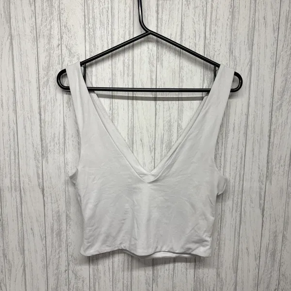 Womens Size M Aritzia Babaton Deep V Neck Tank Light Gray EUC - Image 4