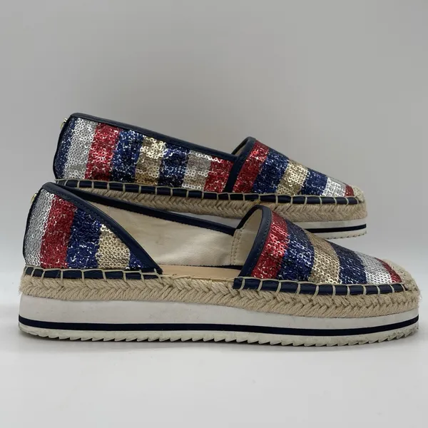 Tommy Hilfiger Womens 6.5 Shoes Flats Corliss 2‎ American Flag Sequin Espadrille - Image 2
