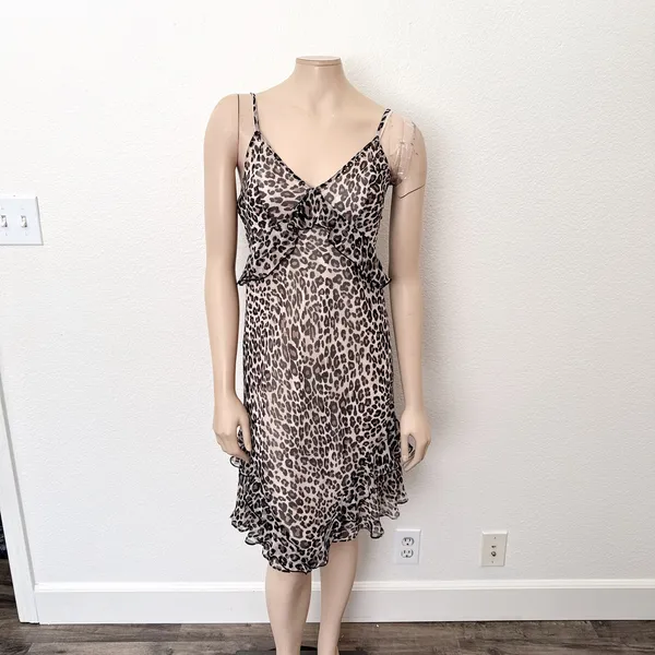 [Victoria's Secret] Leopard Print Ruffle Hem Slip Dress V-Neck Y2K Size Medium M - Image 2