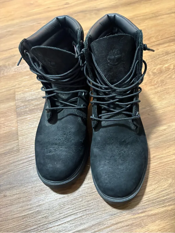 Timberland Premium Waterproof Boots Womens 9.5 Black Nubuck Lace Up A1I56S - Image 4