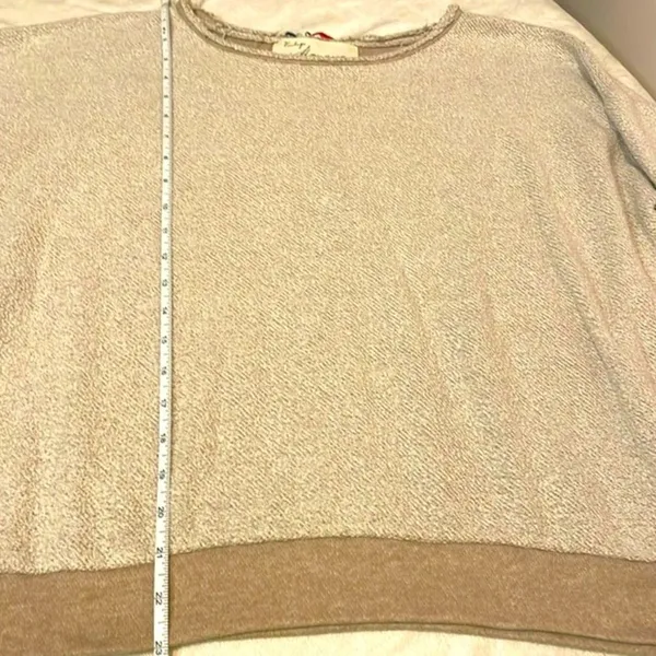 Vintage Havana- Cream Oversized Raw Neckline Knit Stripe Back Sweater Size S - Image 4