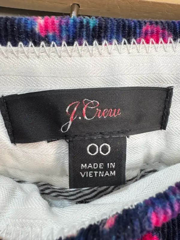 Floral J. Crew Kickout Straight Leg Corduroy Pants Size 00 Like New - Image 5