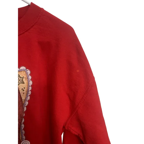 Gildan Y2K Red Santa Claus Christmas‎ Holiday Crewneck Grandma Sweater Size L - Image 4