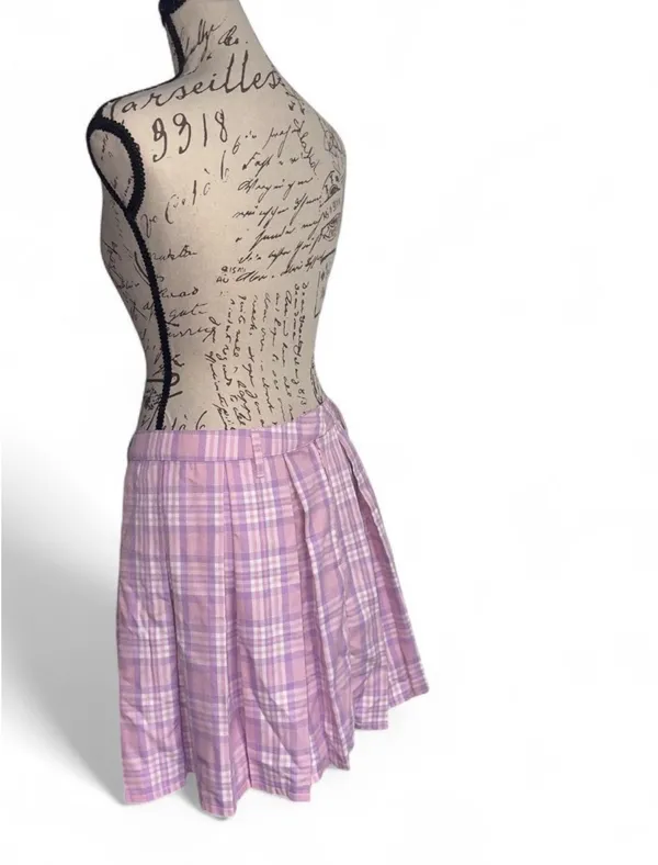 New with tags Medium Hot Topic Sweet Society Pink & Lavender Plaid Pleated Skirt - Image 3