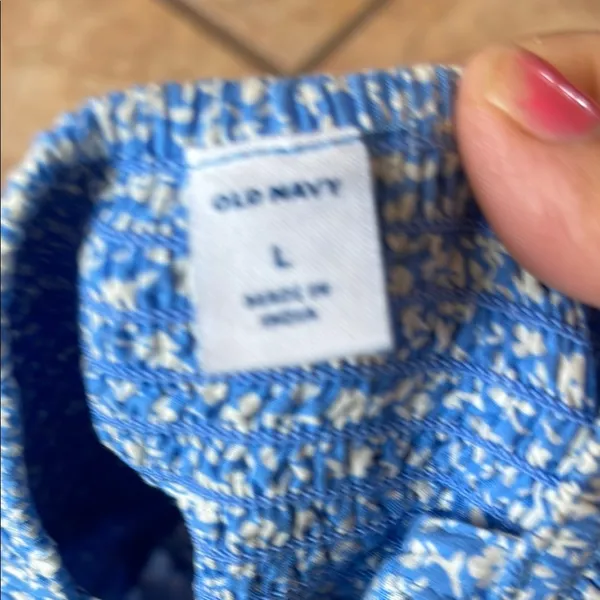 New Old Navy Blue and White Floral Jumpsuit with Spaghetti Straps - Image 4