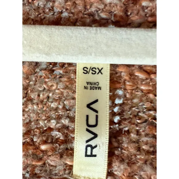 RVCA Womens Space Dye Knit‎ Pullover Sweater Brown Tan Kangaroo Pocket XS/S - Image 4