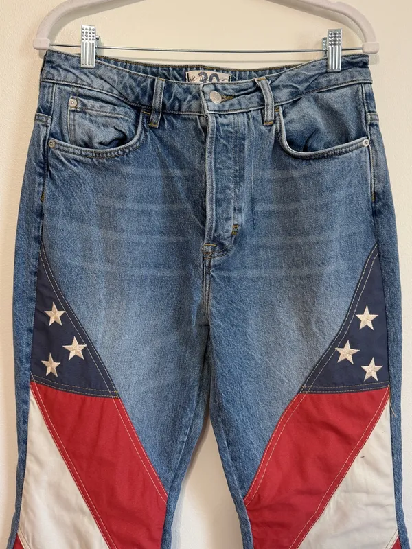 Free People Betsy USA Flare Jeans Flag RARE We the Free Size 30 Women’s NEW NWOT - Image 4