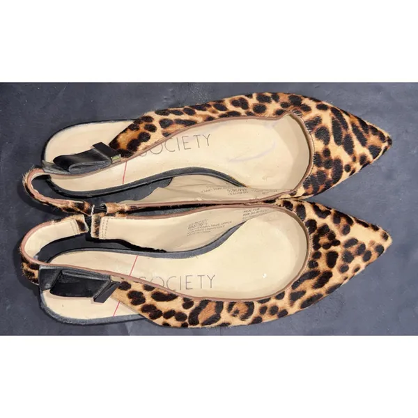 Sole Society Leopard Cow Hair Upper Slingback Point Toe Y2K Flats Women's Size 6 - Image 2