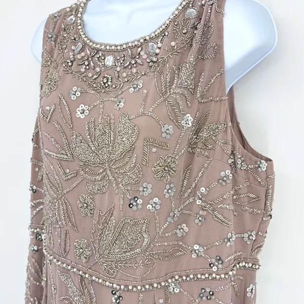 Mac Duggal Beaded Sequin Cocktail Dress Vintage‎ Lilac 16 Wedding Formal Gatsby - Image 5