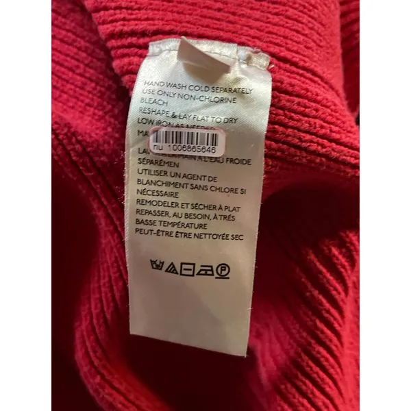 Free People Women's Red Ribbed Mock Neck Long Sleeve Sweatshirt Sweater Top M - Image 9
