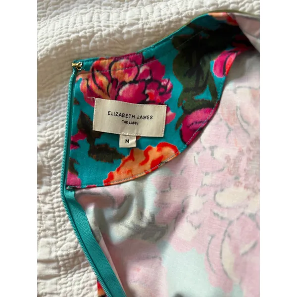 Elizabeth James The Label Floral Mini Dress M | Teal, Pink & Coral - Image 8