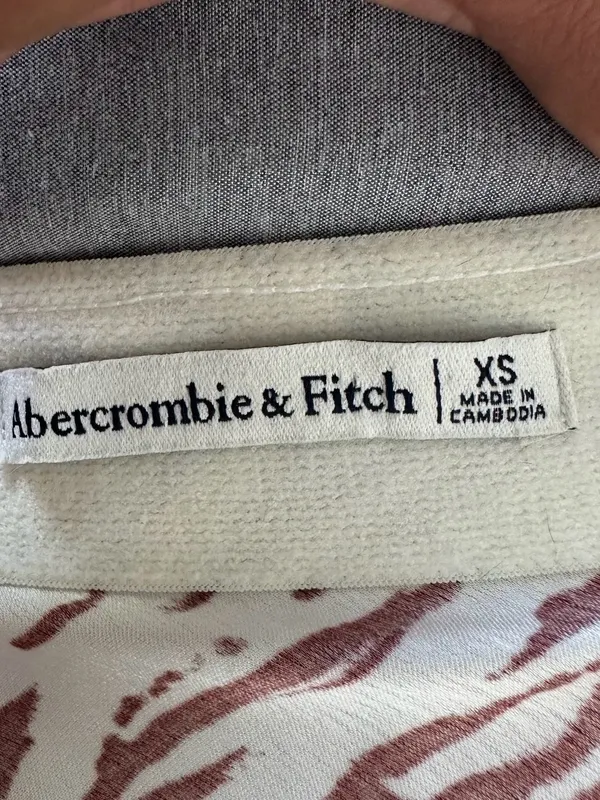 Abercrombie & Fitch Animal Print Zeba Satin Midi Skirt Women’s XS Cream Brown - Image 5