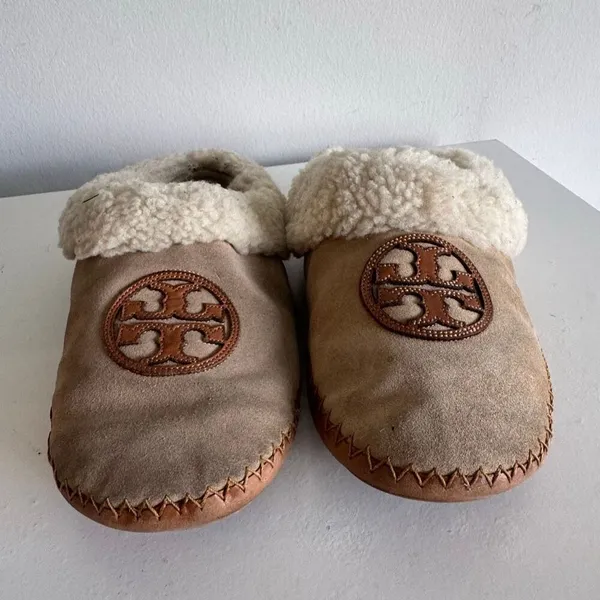 Tory Burch Coley Calf Leather Sherpa Lined Slippers Size 7 - Image 2