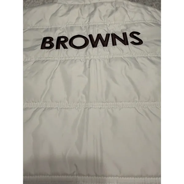 NFL Team‎ Apparel Cleveland Browns Womens White Puffer Vest L NFL Logo NWT - Image 5