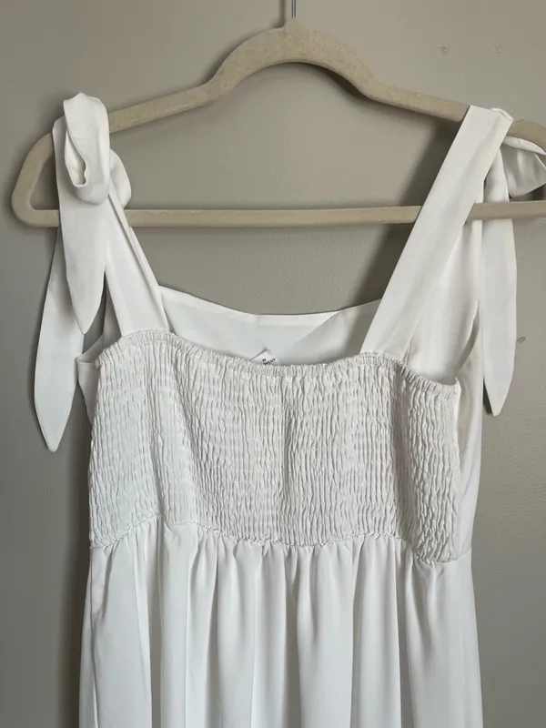 ANRABESS | White Tie-Shoulder Maxi Dress Sz M - Image 5