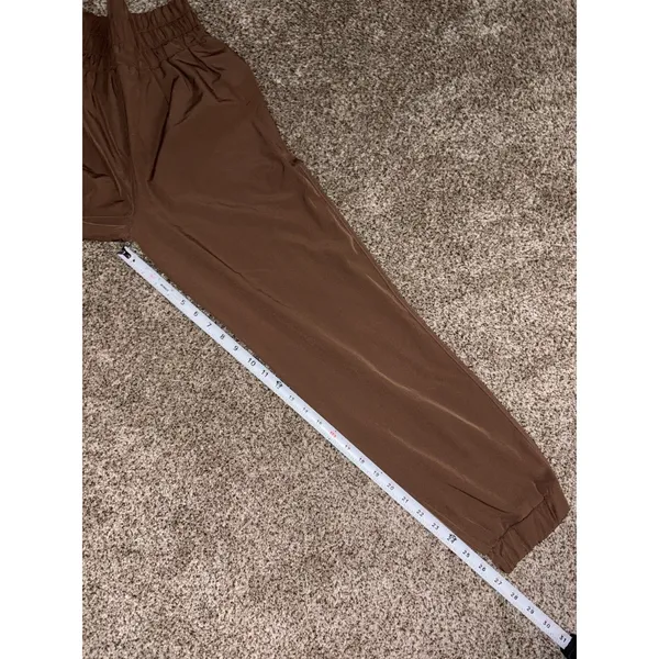 New In Women's Brown Pleated Jogger Pants S Elastic Waist Pockets Tapered - Image 6