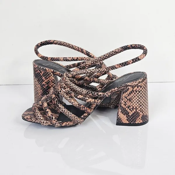 Free People‎ Colette Cinched Heel Python Snakeskin Size 36.5 Sandal - Image 5
