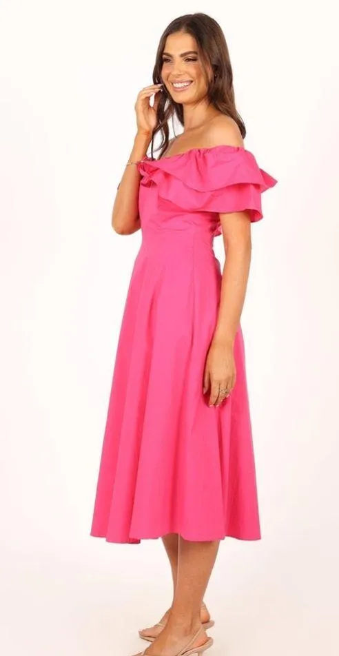 Petal + Pup Cabo frill sleeve dress in magenta NWT - Image 3
