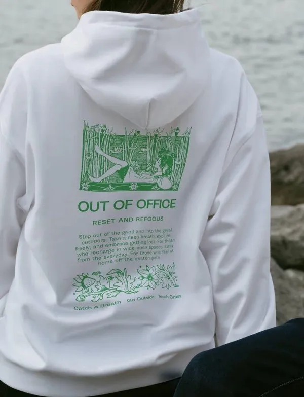 Openhouse Out of Office Cream Hoodie Sweatshirt Medium - Image 2