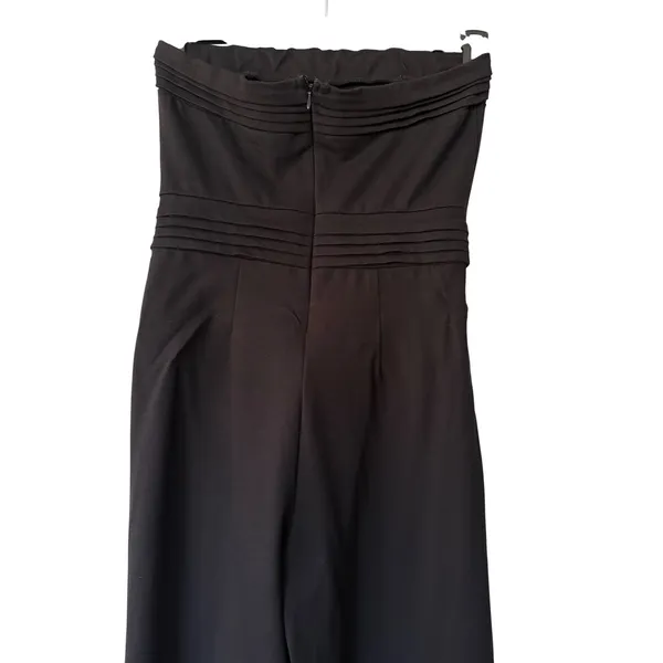 Evereve Peyton Jensen Black Strapless‎ Wide Leg Jumpsuit Pleated Waist Stretch Size M - Image 5