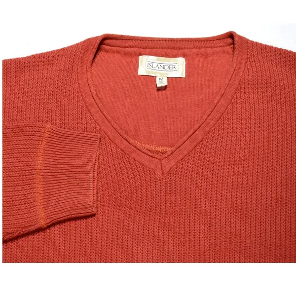Islander Womens Terracotta Orange 100% Cotton Ribbed V-Neck Sweater Size M - Image 2