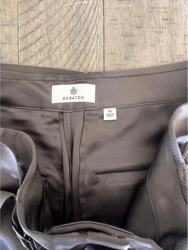Babaton Aritzia Becket Satin Wide Leg Trouser Pants Soot Brown Women’s size 10 - Image 8
