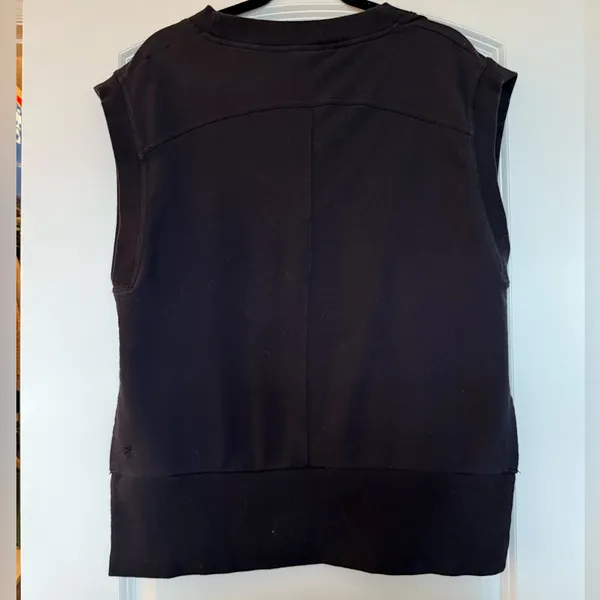 Athleta Retro Terry Black Sleeveless Sweatshirt Women's Top - Image 2