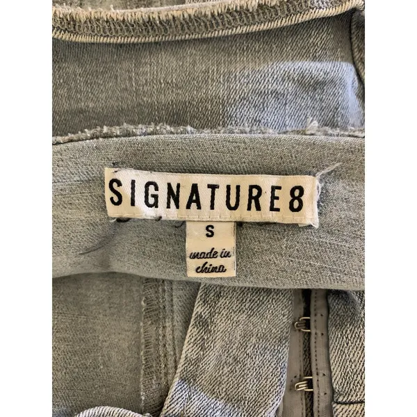 Signature 8 Light Wash Denim Corset Crop Top Hook Front Y2K Small‎ - Image 3