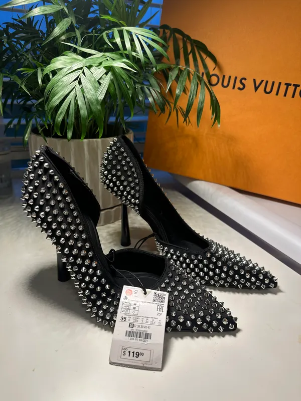 studded heels high heel shoes in black - Image 5