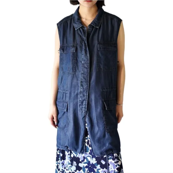 Buffalo David Bitton Lightweight Blue Denim Tunic Vest Medium‎ - Image 12