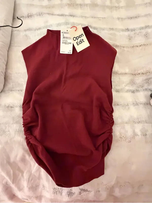 Nordstrom Open Edit Red Grape Mock Neck Top - Image 3