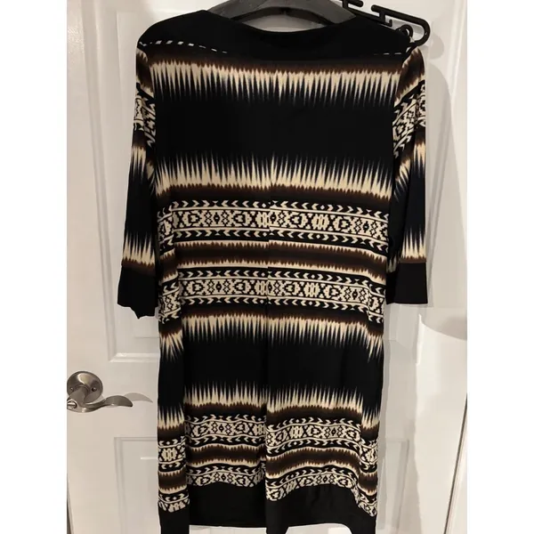 Emma & Michele Aztec‎ Print Dress Long Sleeve Casual Brown Black Size L - Image 2