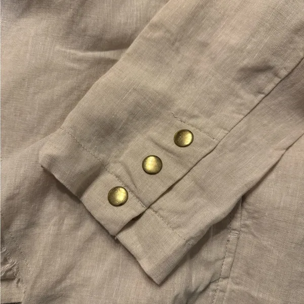 Kut from the Kloth Cream Boho 100% Linen Raw Edge Jacket Size Large - Image 5