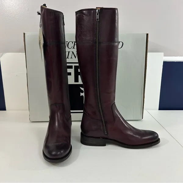 Frye Jayden Button Tall Leather Riding Boots in Bordeaux New in Box Size 8M - Image 2