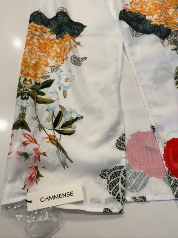 Commense White Midi Dress with Multicolor Floral & Botanical Print - Image 5