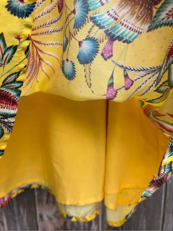 EUC Anthropologie FARM Rio Bria Smocked Yellow Floral Dress Size Small - Image 10