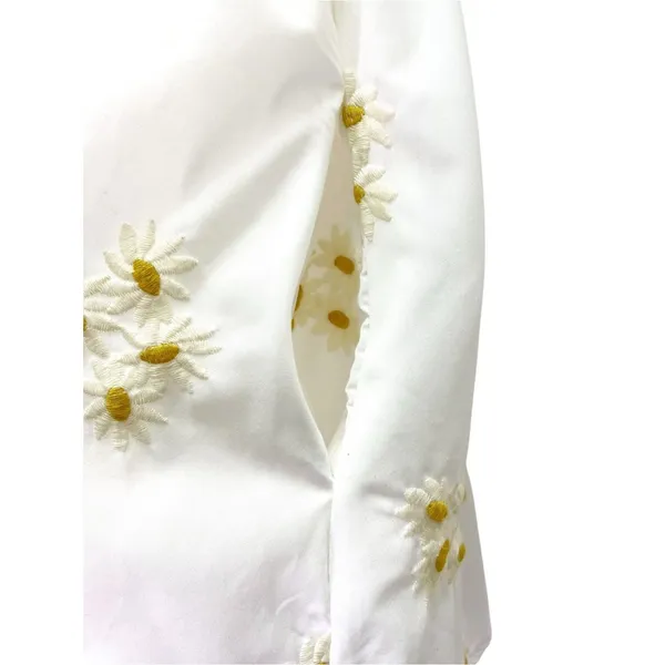 Altar’d State Daisy Embroidered Babydoll Mini Dress White Puff Sleeve Sz Medium - Image 6